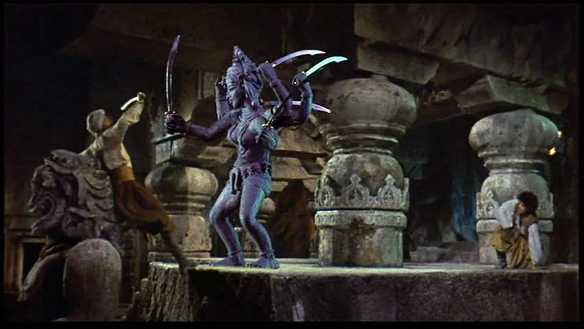 Sinbad fights for his life in a fine-looking Lemurian temple set