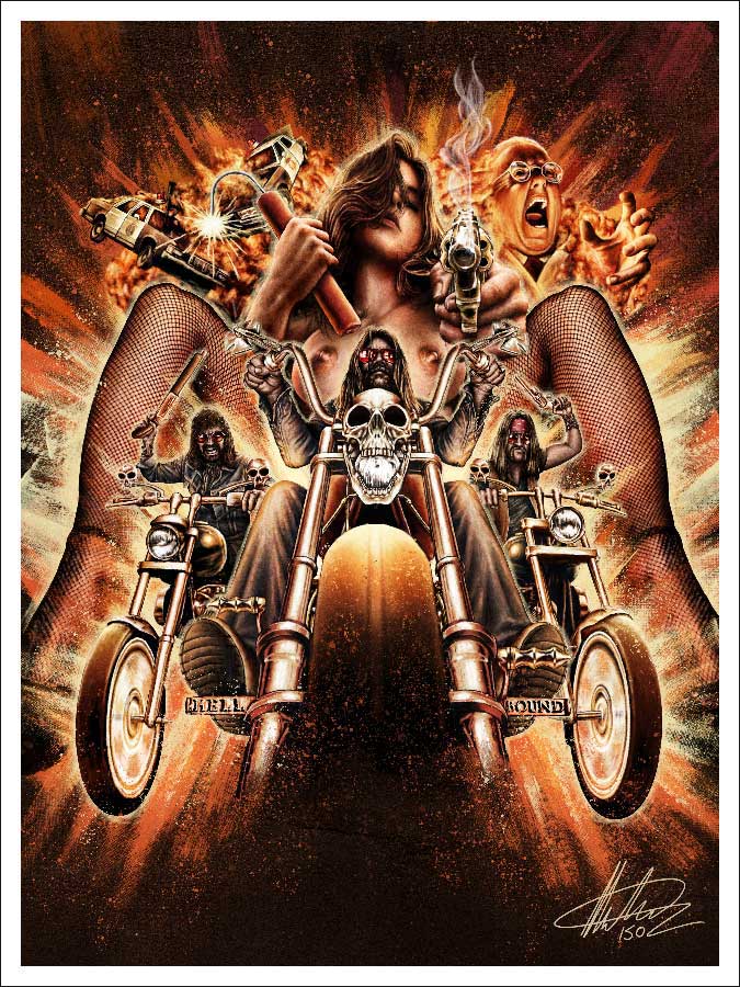 Limited edition art print of Thomas' FRANKENSTEIN CREATED BIKERS poster illustration