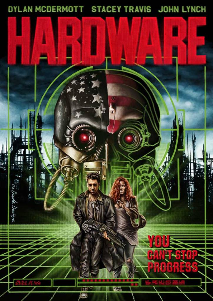 Blu-ray cover art for Kotch Media's release of Richard Stanley's fine killer robot flick HARDWARE