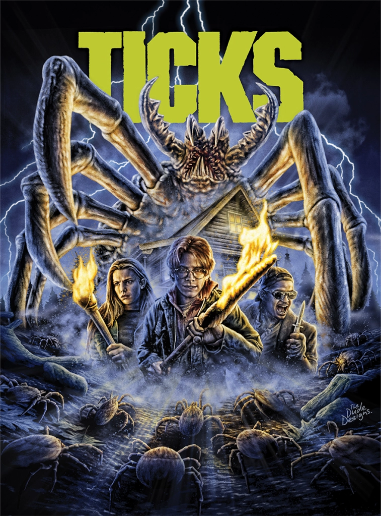 Blu-ray art for Vinegar Syndrome's release of the fun creature feature TICKS