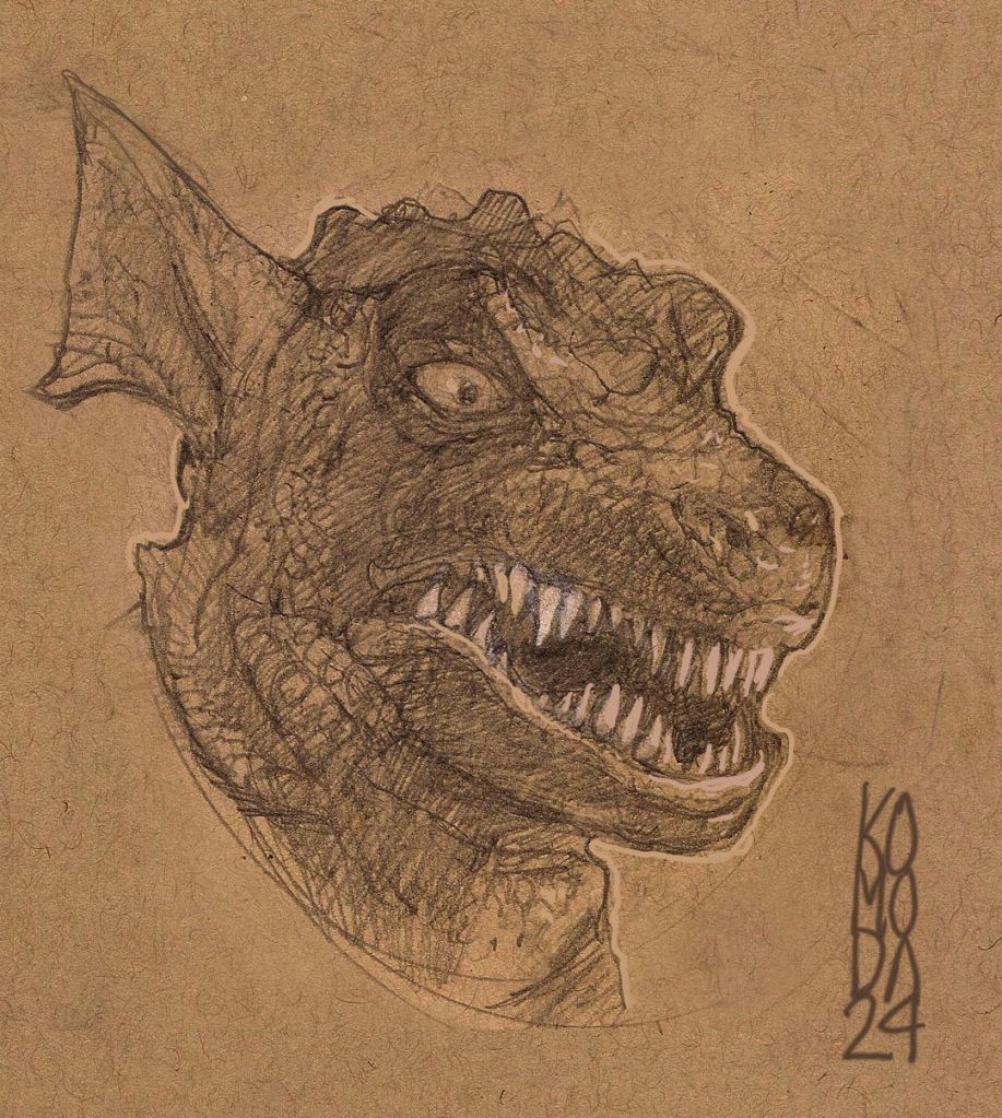 
A cool GORGO-tastic sketchbook drawing Paul did, highlighting the creature's wavy rows of teeth